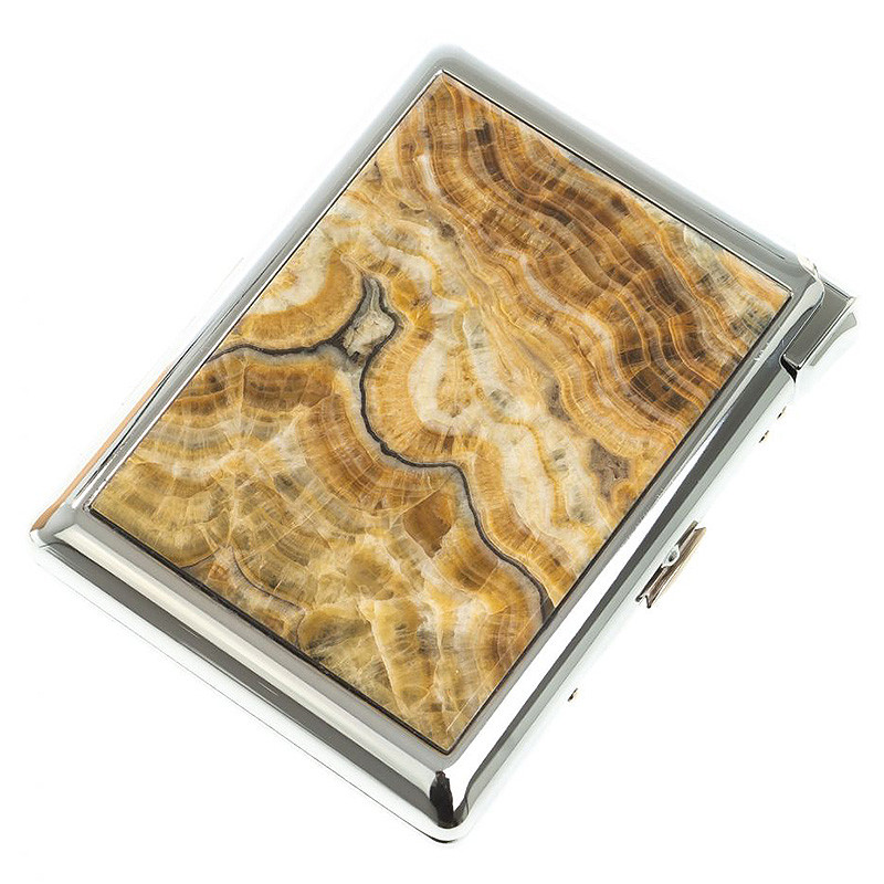Портсигар с газовой зажигалкой из натурального камня Оникс Stone Cigarettes Cases
