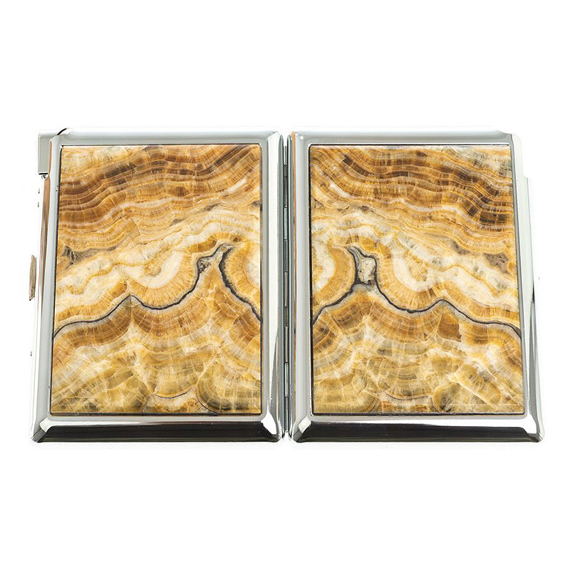 Портсигар с газовой зажигалкой из натурального камня Оникс Stone Cigarettes Cases