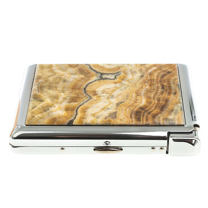 Портсигар с газовой зажигалкой из натурального камня Оникс Stone Cigarettes Cases