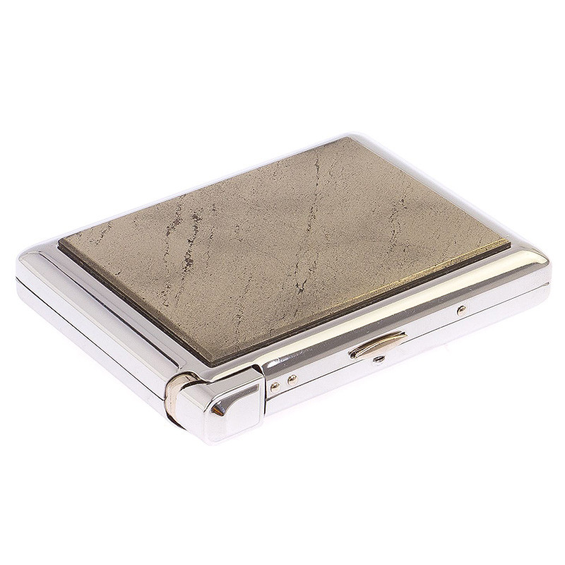 Портсигар с газовой зажигалкой из натурального камня Пирит Stone Cigarettes Cases