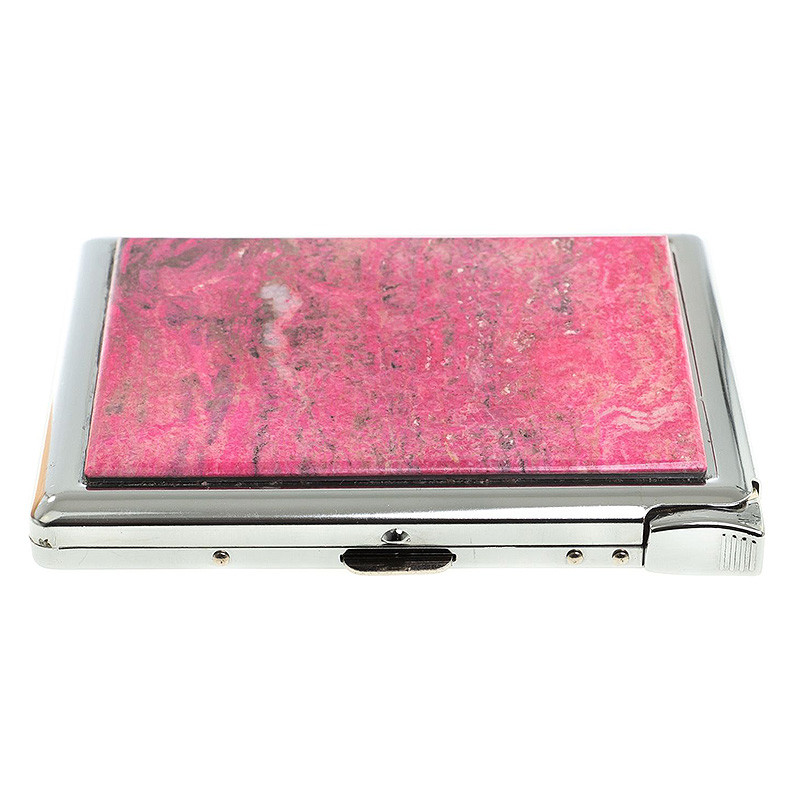 Портсигар с газовой зажигалкой из натурального камня Родонит Stone Cigarettes Cases
