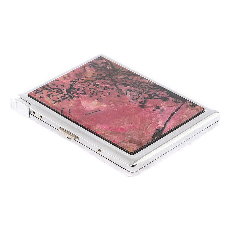 Портсигар с газовой зажигалкой из натурального камня Родонит Stone Cigarettes Cases