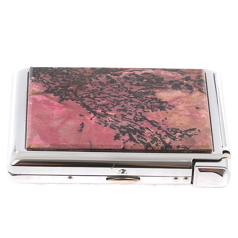 Портсигар с газовой зажигалкой из натурального камня Родонит Stone Cigarettes Cases