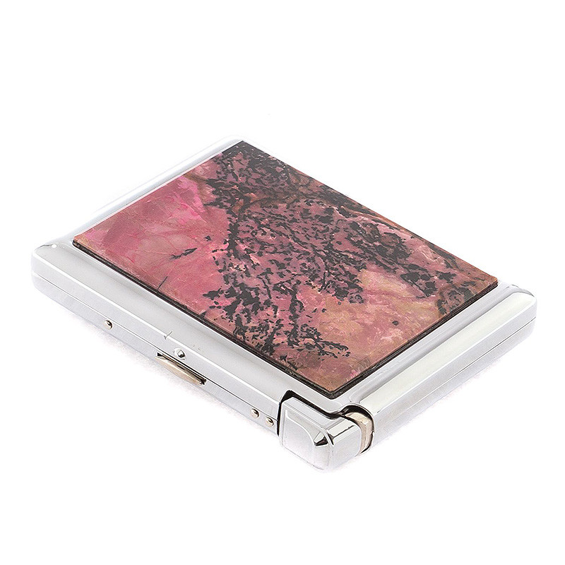 Портсигар с газовой зажигалкой из натурального камня Родонит Stone Cigarettes Cases