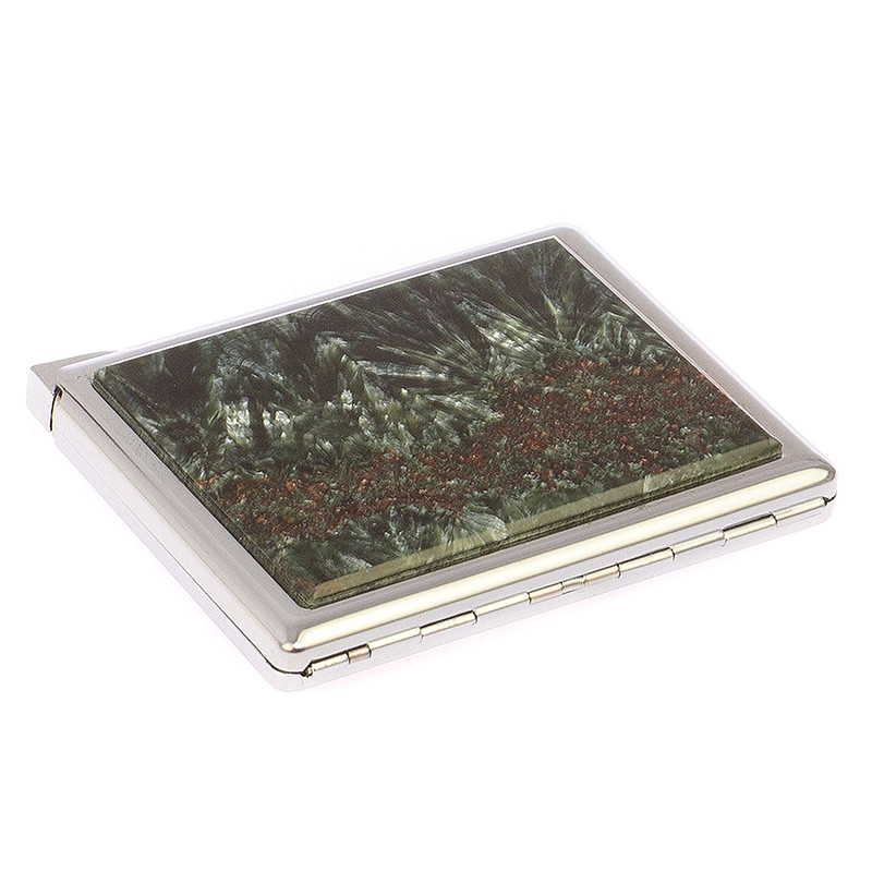 Портсигар с газовой зажигалкой из натурального камня Серафинит Stone Cigarettes Cases