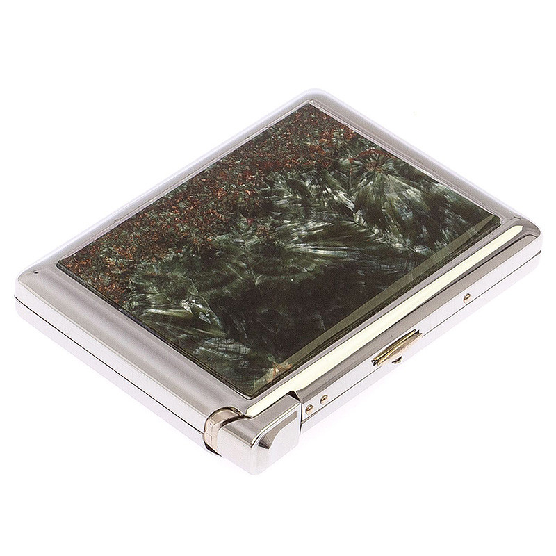 Портсигар с газовой зажигалкой из натурального камня Серафинит Stone Cigarettes Cases