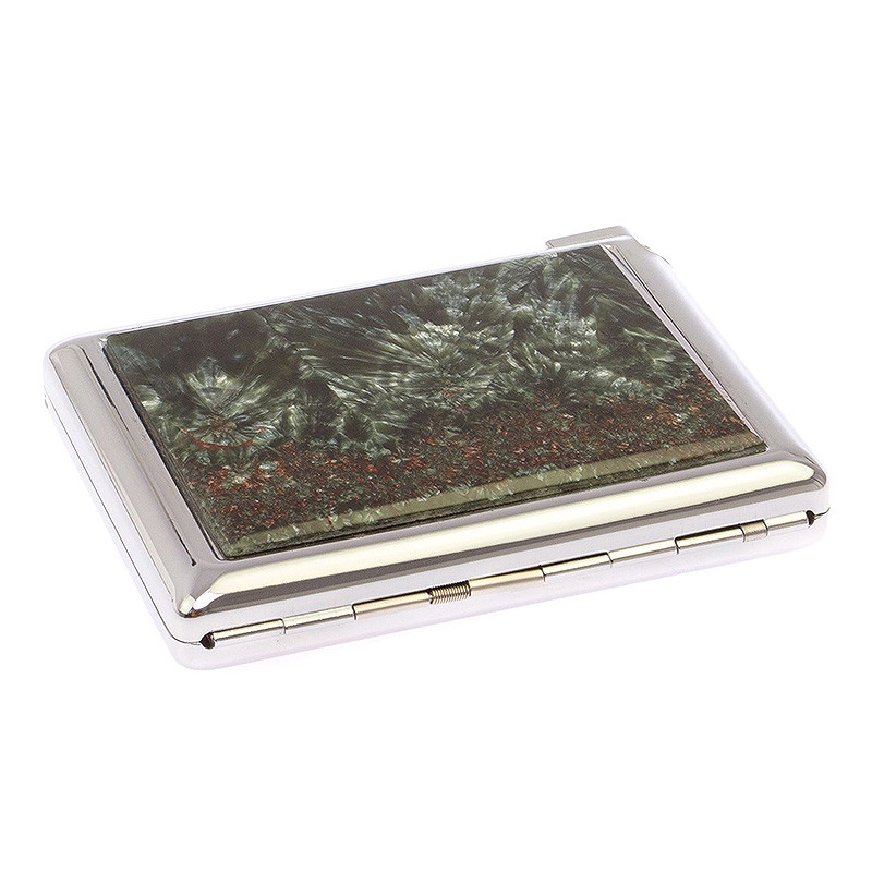 Портсигар с газовой зажигалкой из натурального камня Серафинит Stone Cigarettes Cases