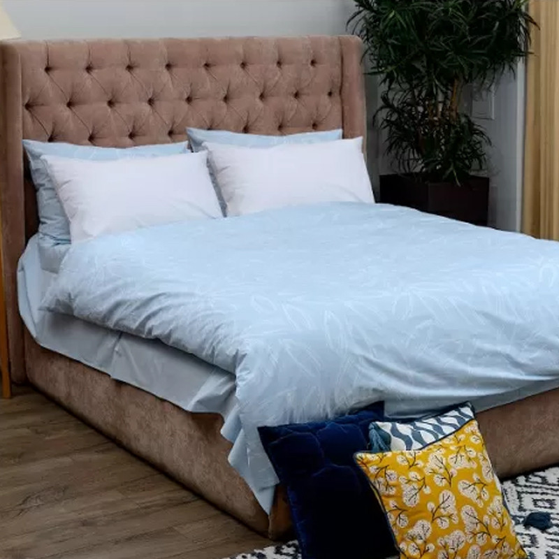 Постельное белье голубого цвета из перкаля с принтом 200х220 см Aurora Allure