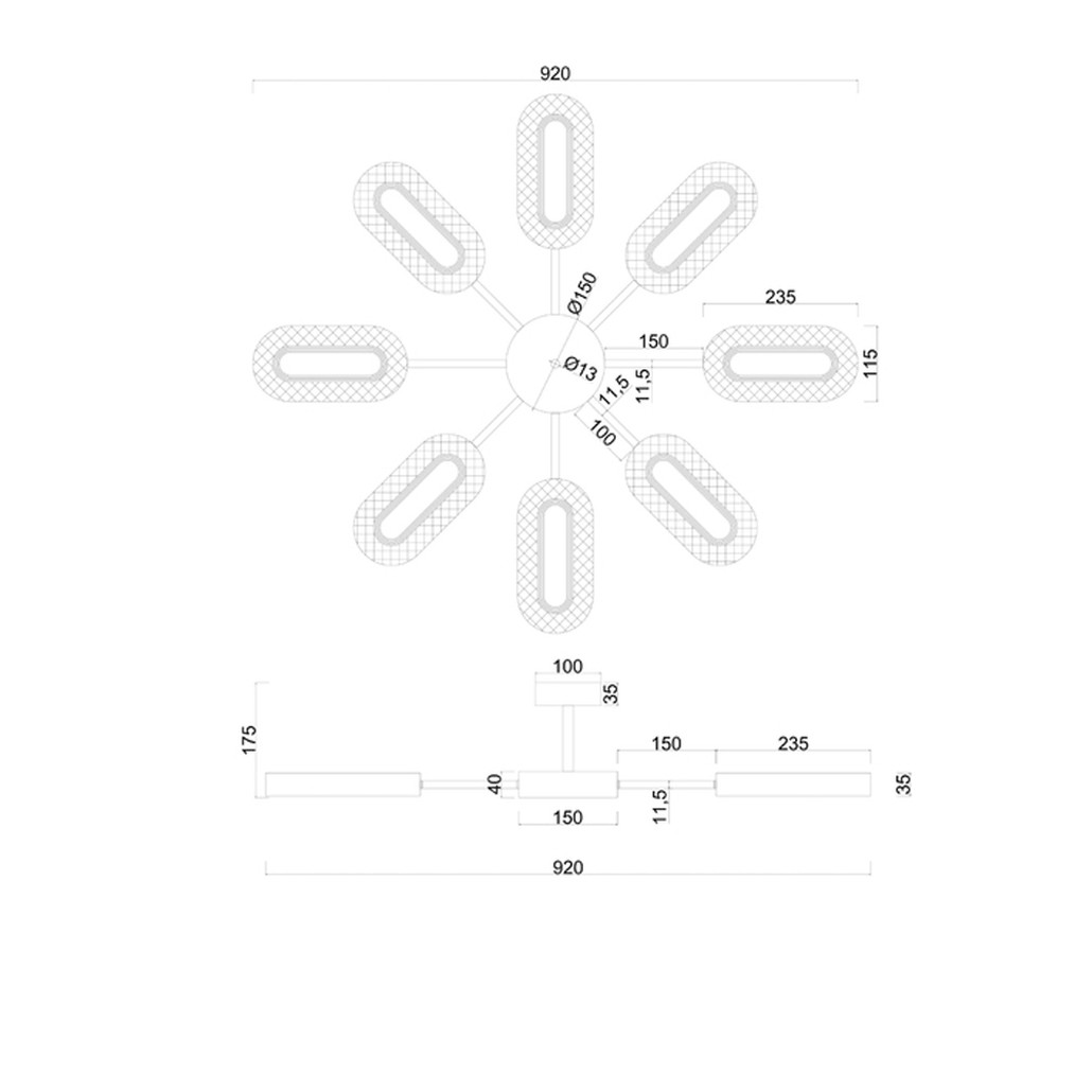 Потолочная люстра Sun Oval