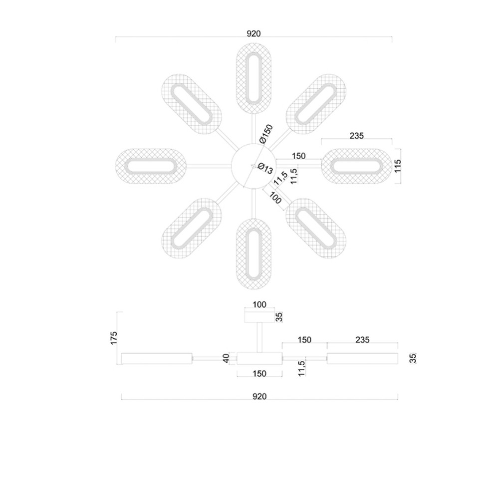 Потолочная люстра Sun Oval