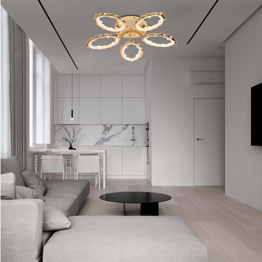 Потолочная люстра с 5-ю светодиодными лампами с золотистым каркасом Ring of Fire