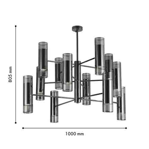 Потолочная люстра черного цвета с цилиндрическими плафонами Luminous Cylinders