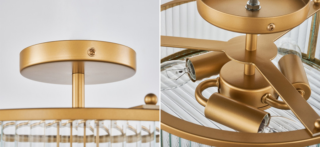 Потолочный светильник  с плафоном из рельефного стекла BEAM OF LIGHT