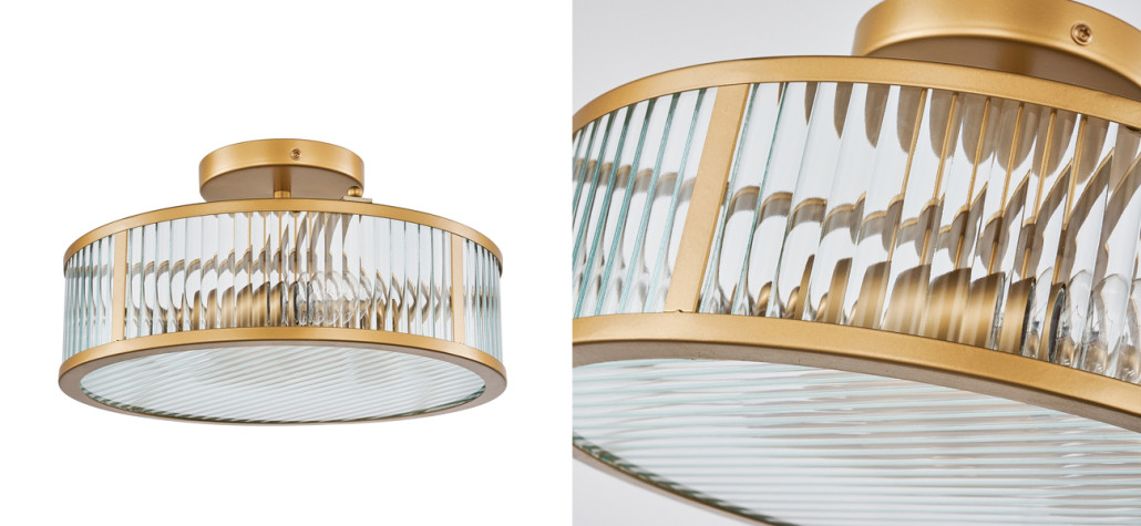 Потолочный светильник  с плафоном из рельефного стекла BEAM OF LIGHT