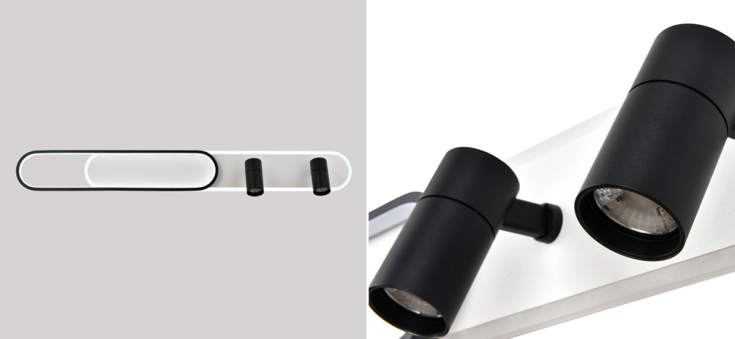 Потолочный светильник 2 спота с LED лентой Neoteric Black