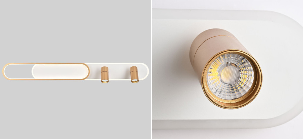 Потолочный светильник 2 спота с LED лентой Neoteric Gold