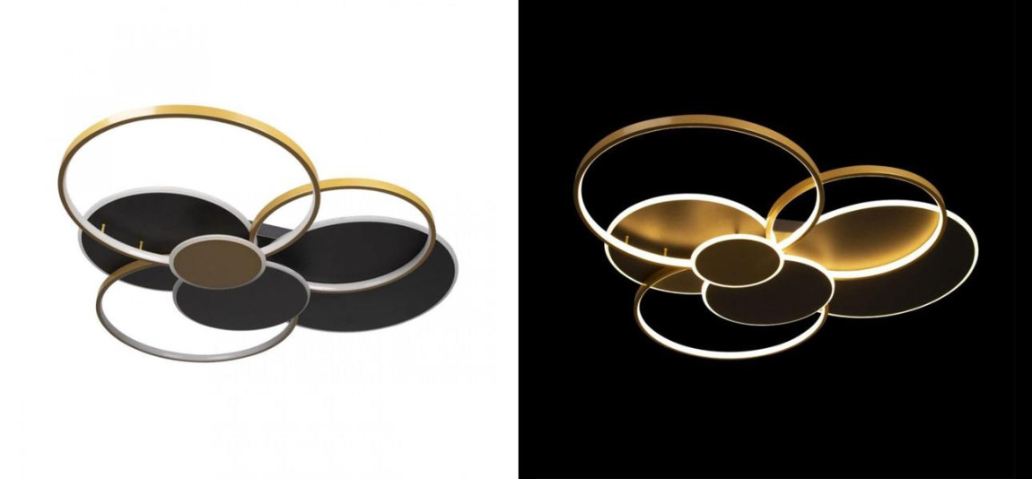 Потолочный светильник Black three rings Gold 100 см