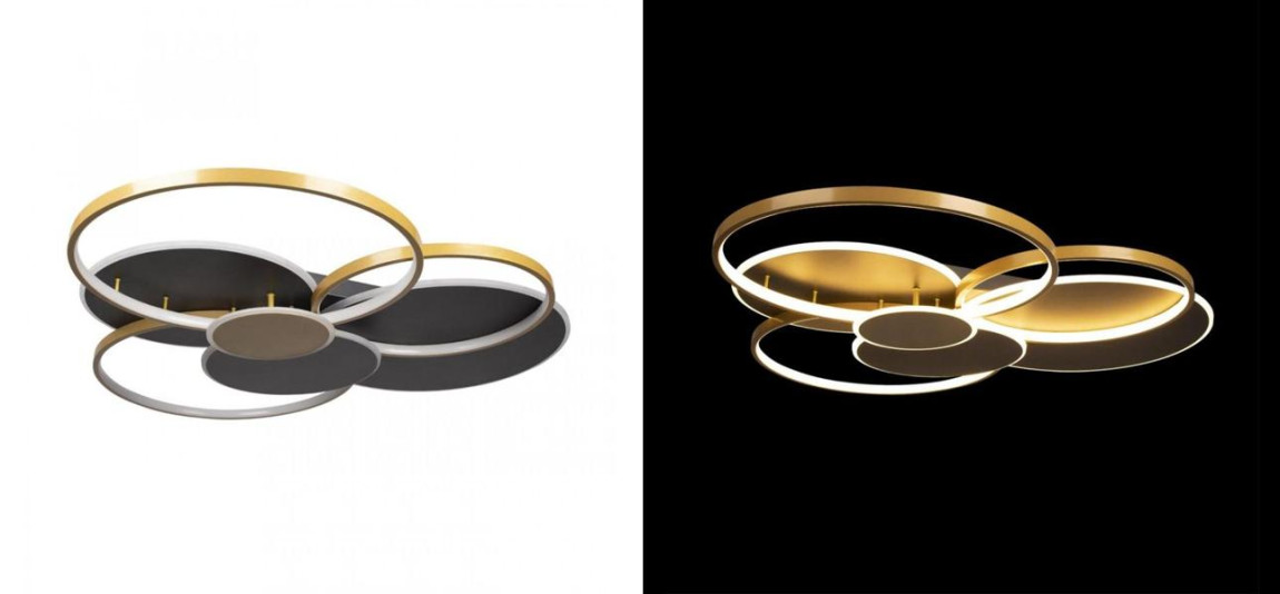 Потолочный светильник Black three rings Gold 100 см