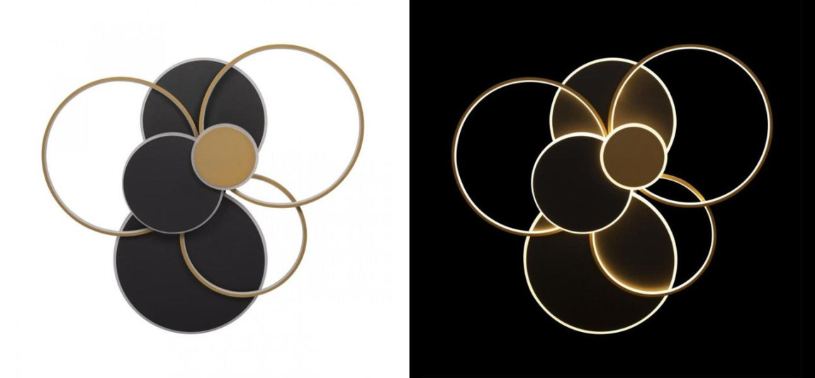 Потолочный светильник Black three rings Gold 100 см