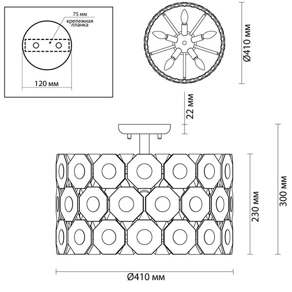 Потолочный светильник Crystal Octagons Gold