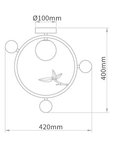Потолочный светильник Metal Wood Ring Leaf