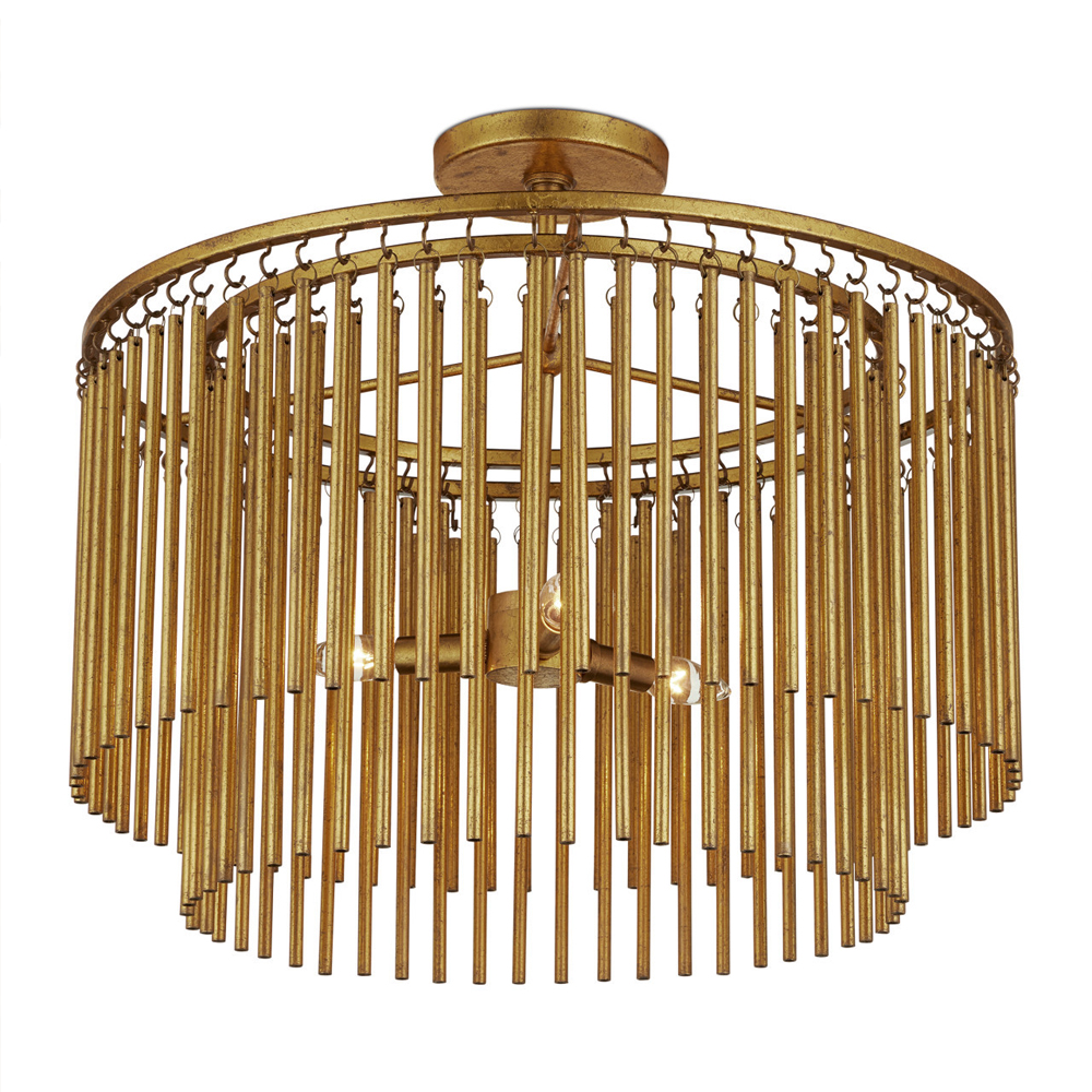 Потолочный светильник двухъярусный золотого цвета Metal Tentacles