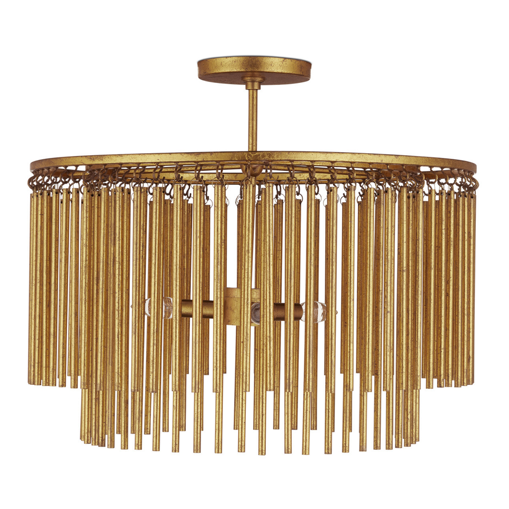 Потолочный светильник двухъярусный золотого цвета Metal Tentacles