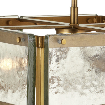 Потолочный светильник квадратный из толстого литого стекла Cast Glass