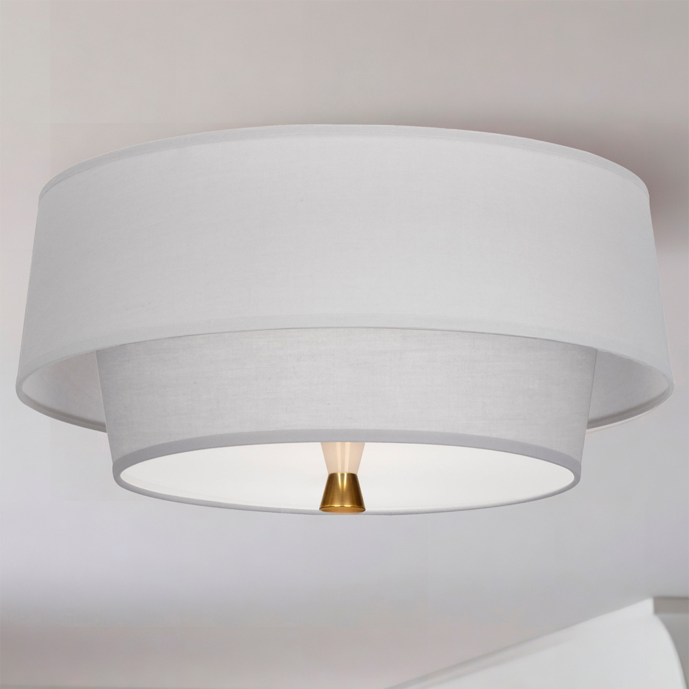 Потолочный светильник круглый серый с тканевым абажуром Ground Gray