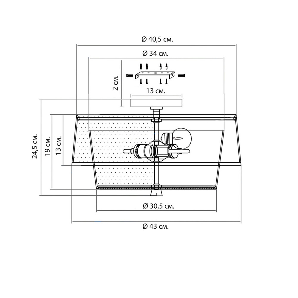 Потолочный светильник круглый серый с тканевым абажуром Ground Gray