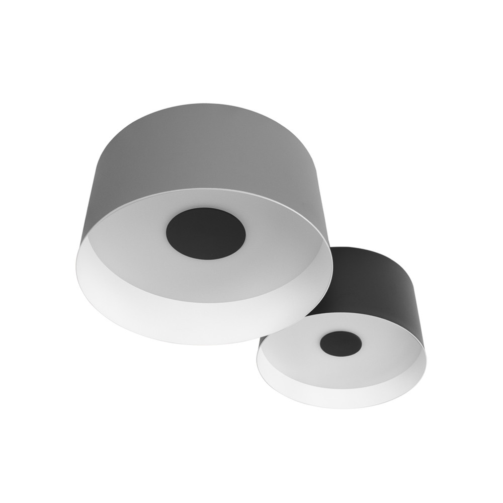 Потолочный светильник с 2-мя цилиндрическими абажурами серого и черного цвета Urban Dome