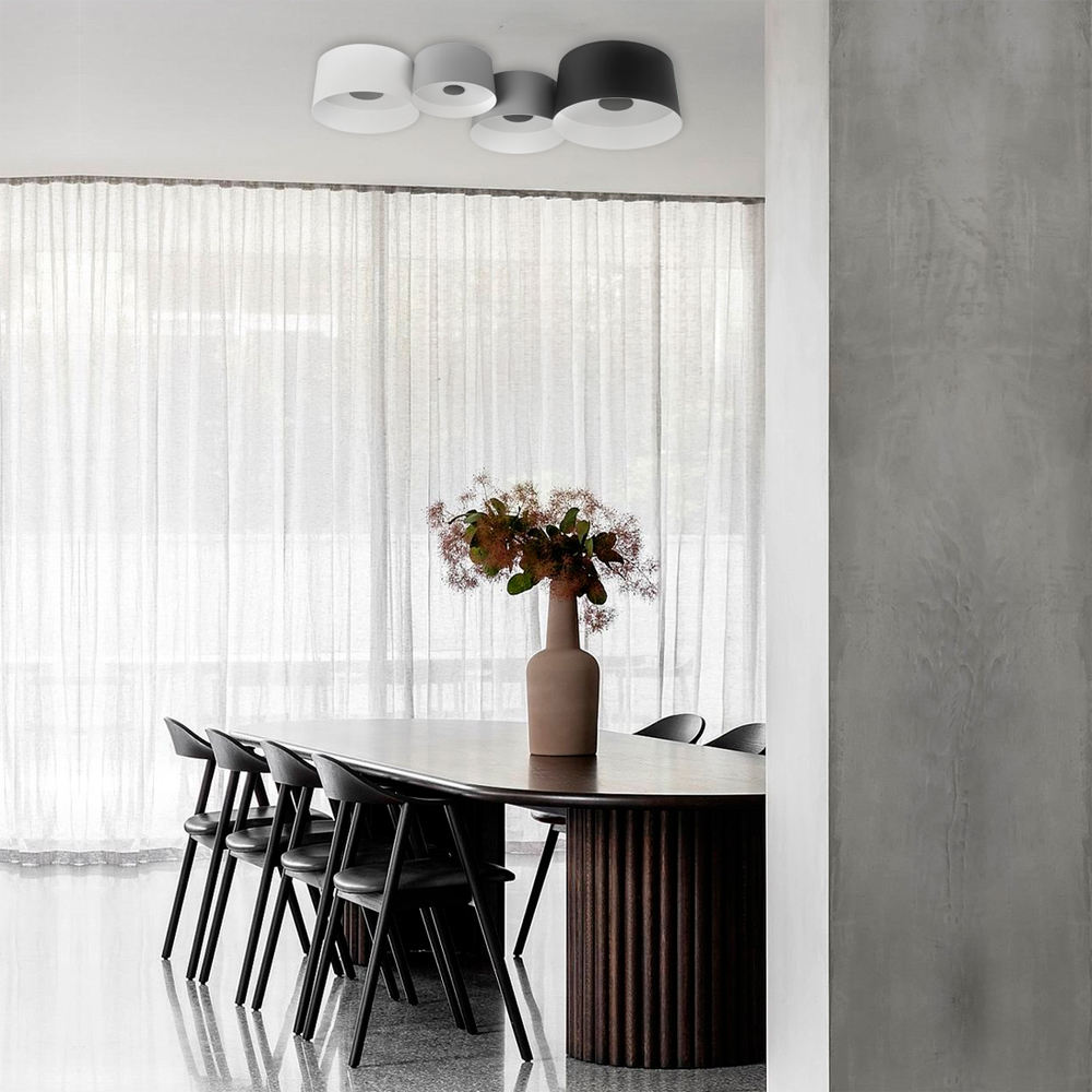 Потолочный светильник с 2-мя цилиндрическими абажурами серого и черного цвета Urban Dome