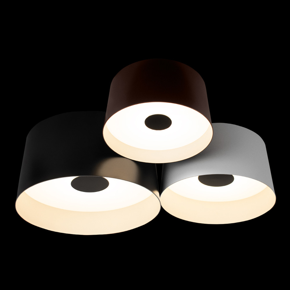 Потолочный светильник с 3-мя цилиндрическими абажурами черного белого и коричневого цвета Urban Dome