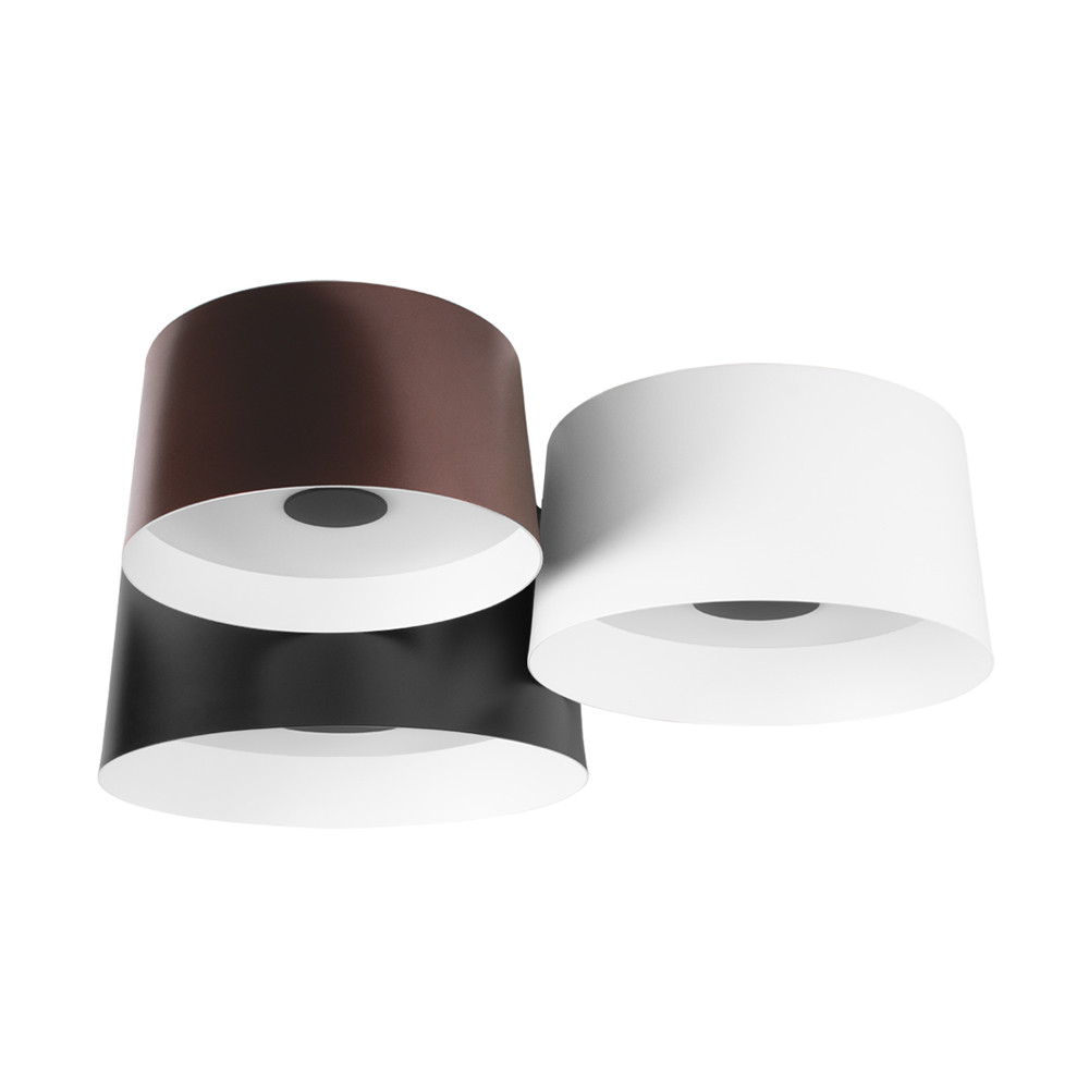 Потолочный светильник с 3-мя цилиндрическими абажурами черного белого и коричневого цвета Urban Dome
