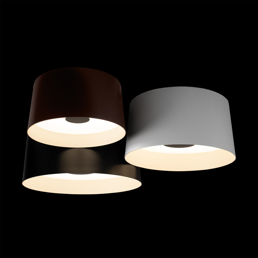 Потолочный светильник с 3-мя цилиндрическими абажурами черного белого и коричневого цвета Urban Dome