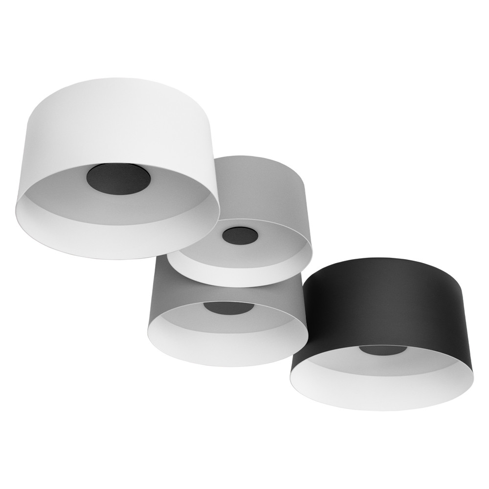 Потолочный светильник с 4-мя цилиндрическими абажурами белого серого и черного цвета Urban Dome