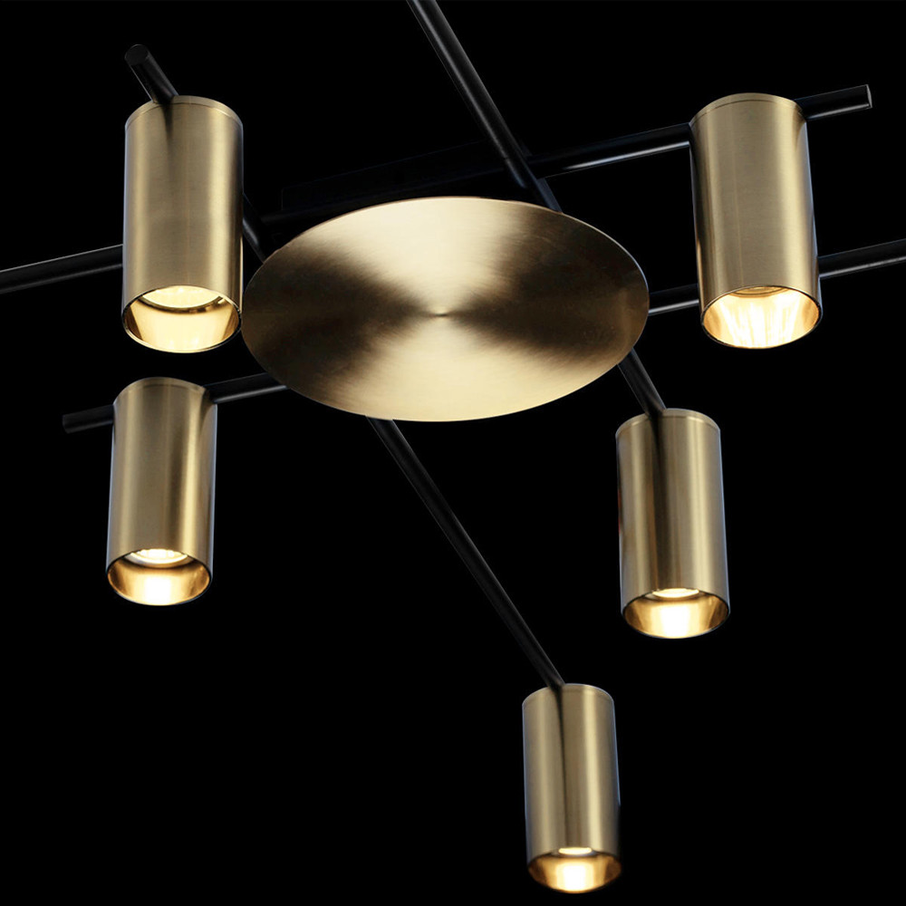 Потолочный светильник с 8-ю цилиндрическими плафонами цвета латунь TRIBES CHANDELIER