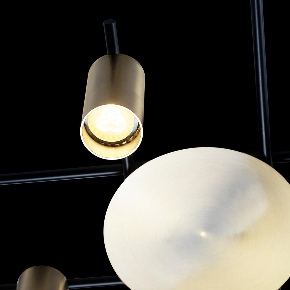 Потолочный светильник с 8-ю цилиндрическими плафонами цвета латунь TRIBES CHANDELIER