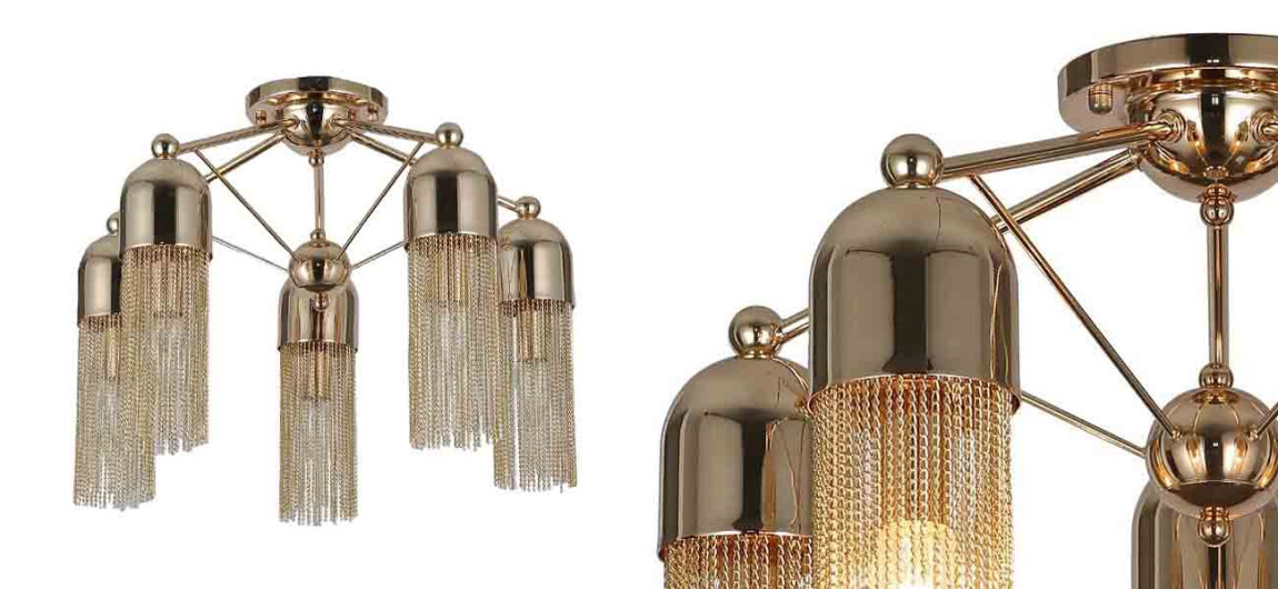 Потолочный светильник с декором из цепочек ATLANTIS CHAIN