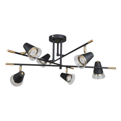 Потолочный светильник с конусообразными плафонами с контрастным сочетанием бронзы и глубоким черным цветом Aurika
