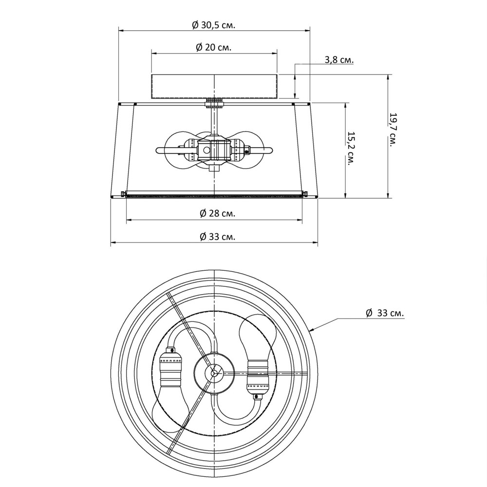 Потолочный светильник с круглым хлопковым абажуром Frosted Diffuser