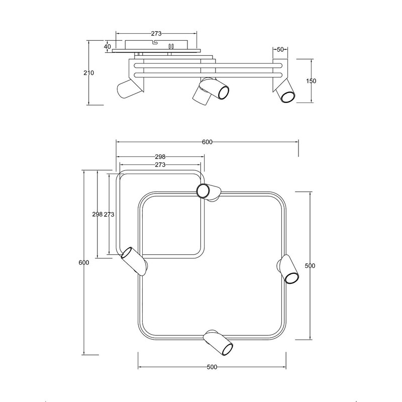 Потолочный светильник с поворотными спотами Hight-tech Spots