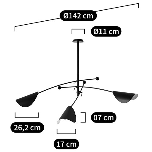 Потолочный светильник с подвижными плафонами Aracea Black Ceiling Lamp
