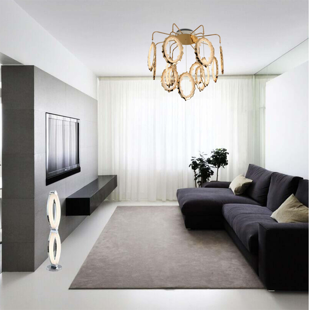 Потолочный светильник светодиодный с золотистым каркасом Ring of Fire