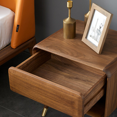 Прикроватная деревянная тумба с ящиком и нишей для хранения Moon Walnut Furniture