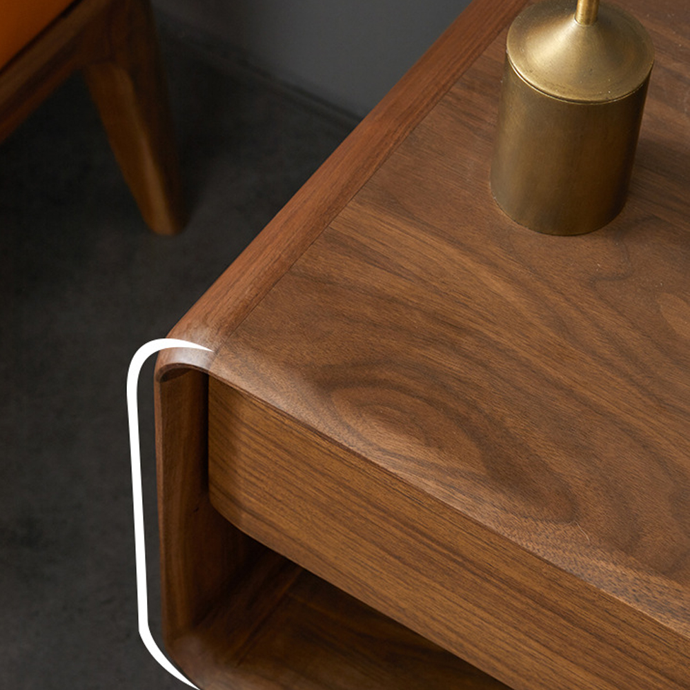 Прикроватная деревянная тумба с ящиком и нишей для хранения Moon Walnut Furniture