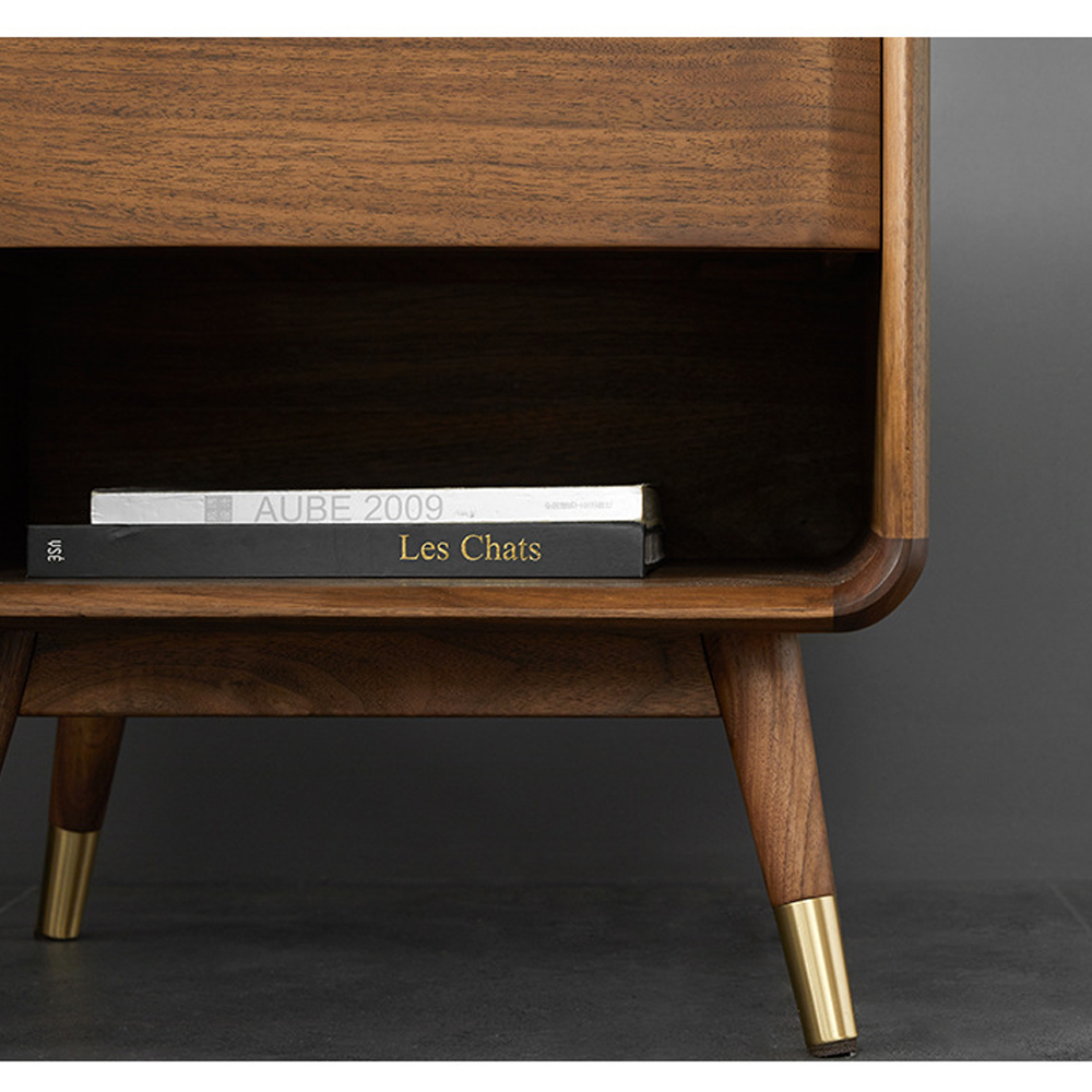 Прикроватная деревянная тумба с ящиком и нишей для хранения Moon Walnut Furniture