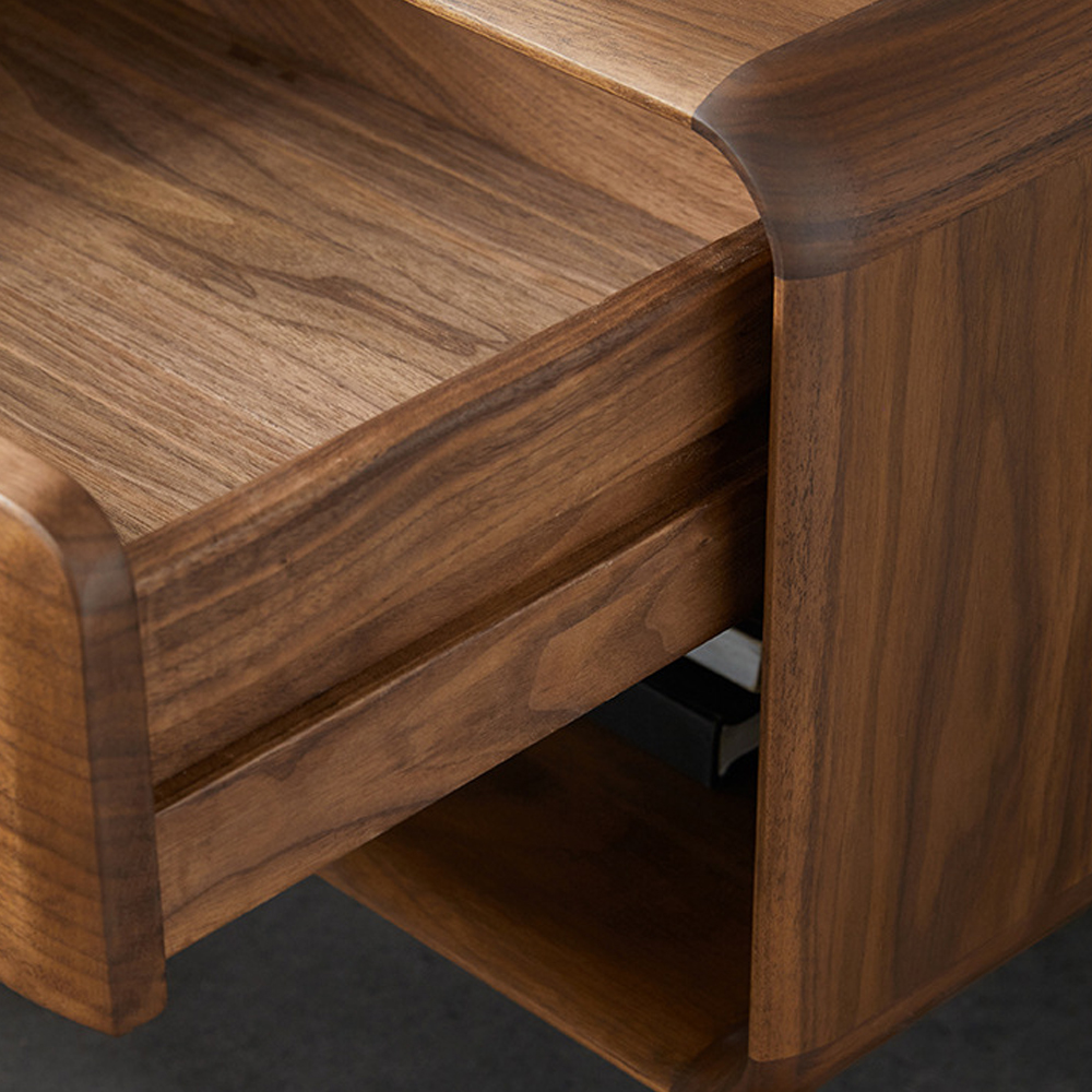 Прикроватная деревянная тумба с ящиком и нишей для хранения Moon Walnut Furniture