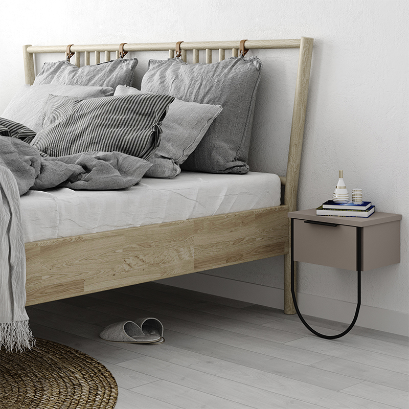 Прикроватная тумба бежево-серого цвета с откидной дверцей NORFOLK NIGHTSTAND LIGHT MOCHA