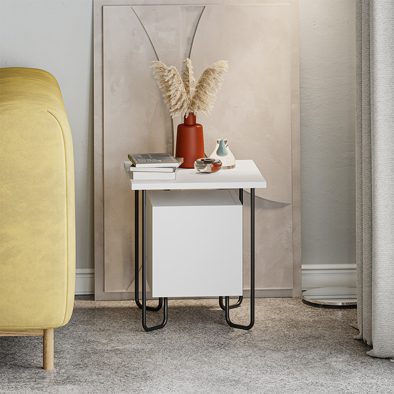 Прикроватная тумба белого цвета с дверцей ACRES NIGHTSTAND WHITE